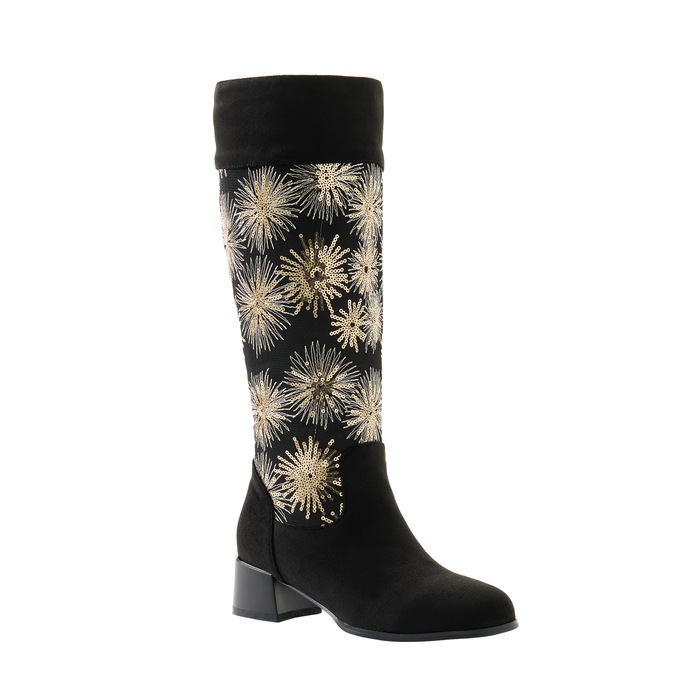 Midnight Velvet Embroidered Fireworks & Sequins Faux-Suede Boot for Women, , large