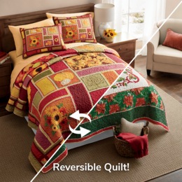 Reversible Holiday Quilt and Sham, , large