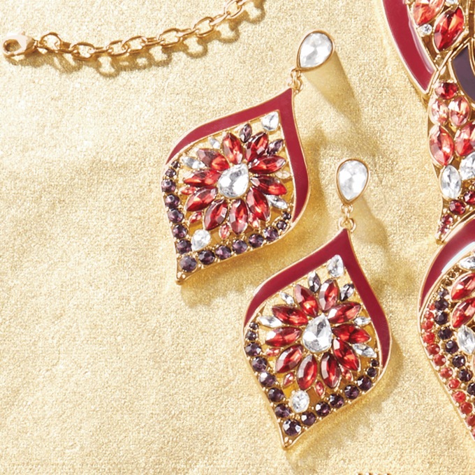 Crystal Enamel Earrings, , large
