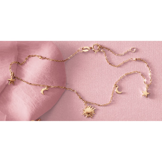 10K Gold Celestial Charm Anklet, , large