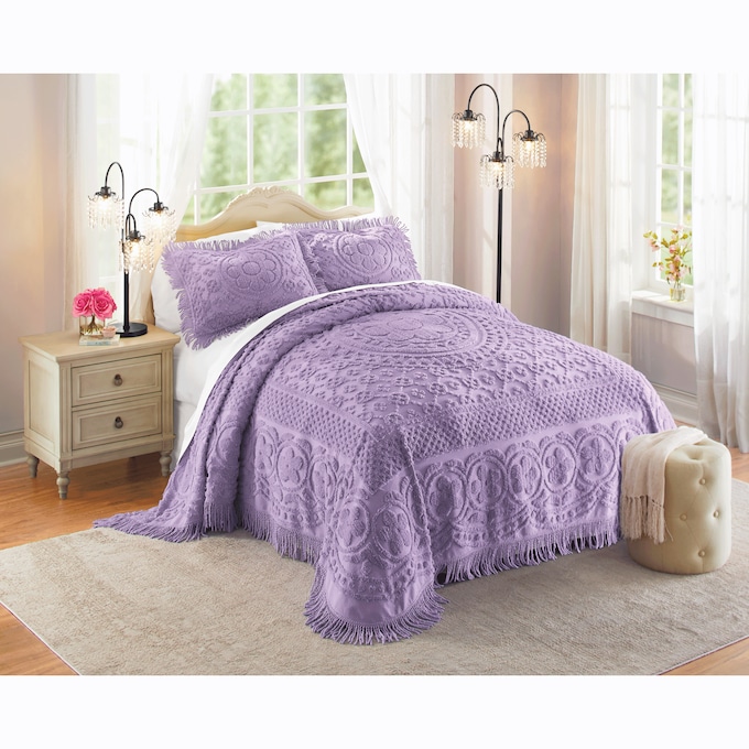 Emily Chenille Bedspread, Lavender, large