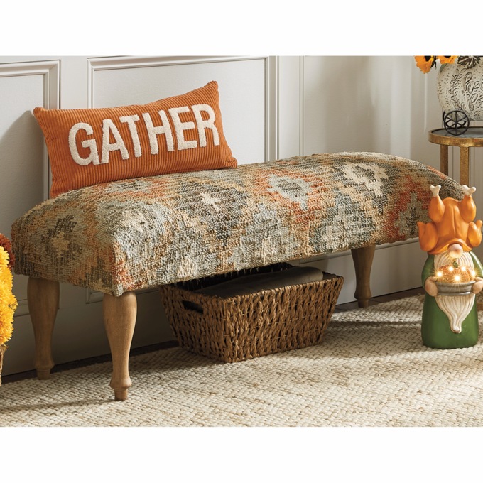 Striped Knit Bench, , large