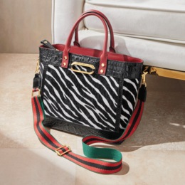 M.C. Handbags Anita Zebra Satchel, , large