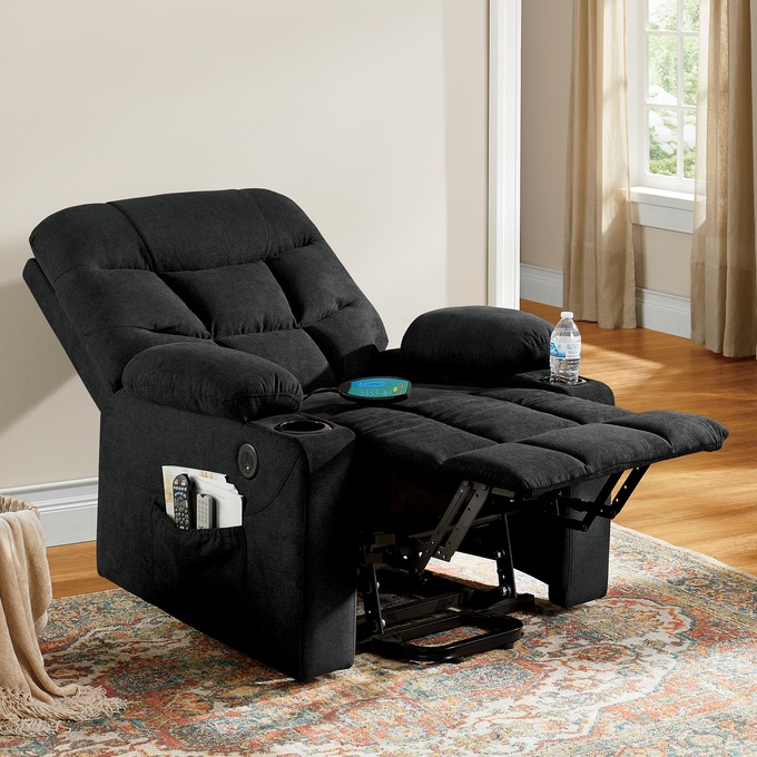 Colton Lift Recliner with Heat & Massage, Black, large