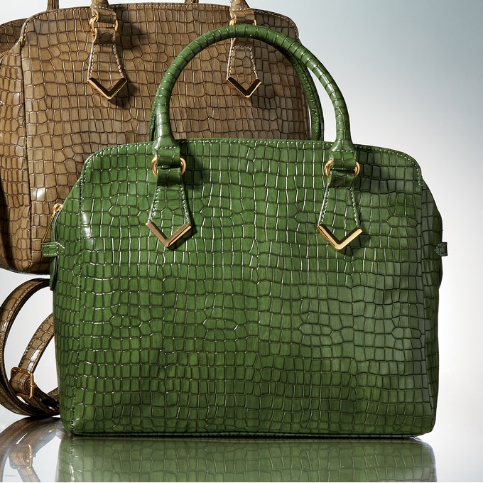 Croc-Embossed Satchel, , large