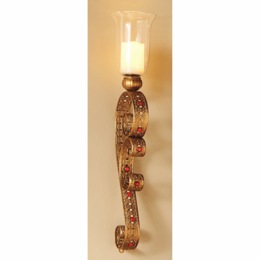 Goldtone Ruby Wall Sconce, , large