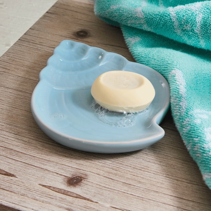 Coastal Shell Soap Dish, Blue, large