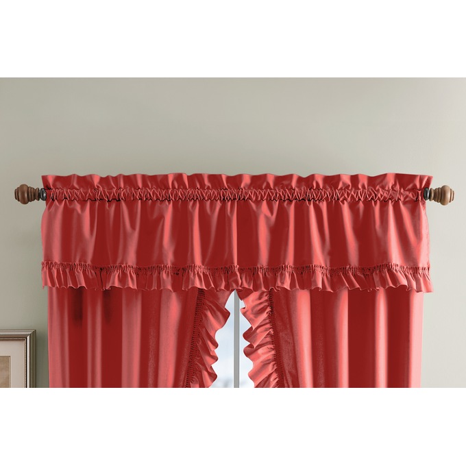 Mayfair Romantic Ruffled Semi-Sheer Cape Cod Valance, Red, large