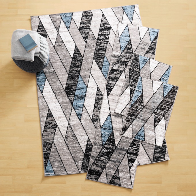 4-Piece Crosscut Rug Set, , large