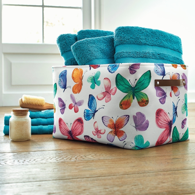 Butterfly Pattern Tote Basket, , large