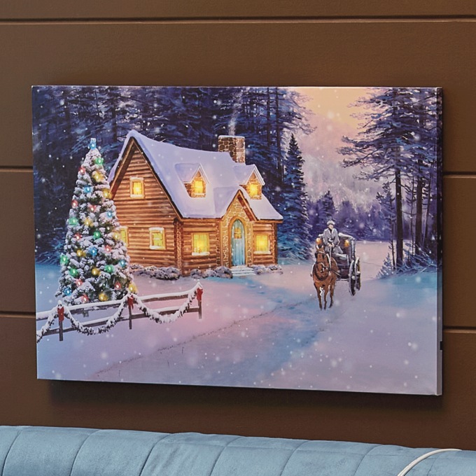 Lit Winter Scene Wall Art, , large
