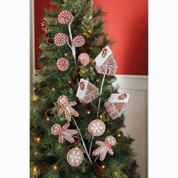 Set of 3 Whimsical Gingerbread Tree Picks, , large