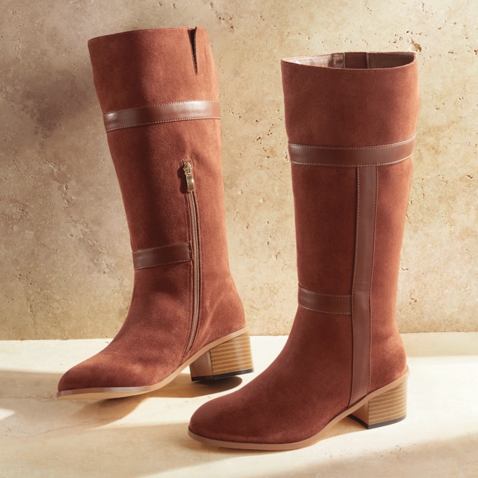 Midnight Velvet Faux-Suede Riding Boot, , large