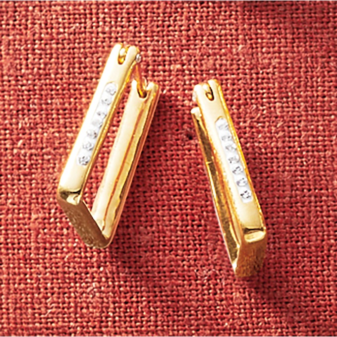 10K Gold Nano Diamond Resin Hoops, , large