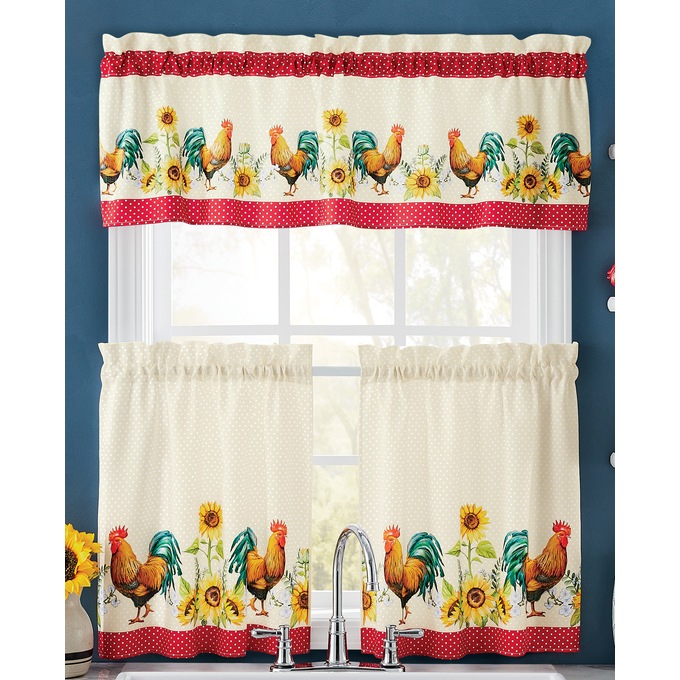 Rooster Kitchen Tier Pair & Valance, , large
