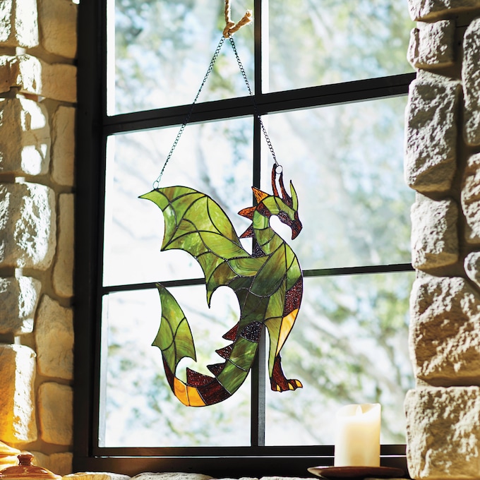 Stained Glass Dragon Hanging, , large