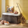 Rustic Galvanized Storage Bench with Upholstered Seat, , large