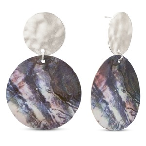 Shell & Metal Disc Earrings, , large