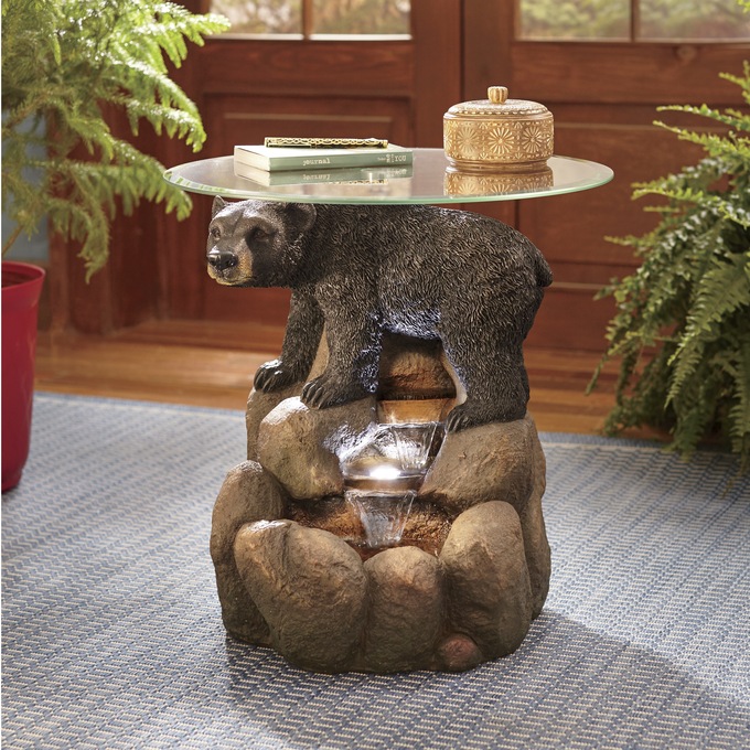 Bear Lighted Fountain Table Seventh Avenue