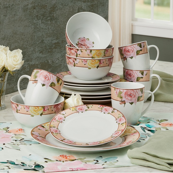 16-Piece Cottage Rose Dinnerware Set, , large