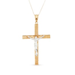 14K Two-Tone Gold Crucifix Pendant, , large