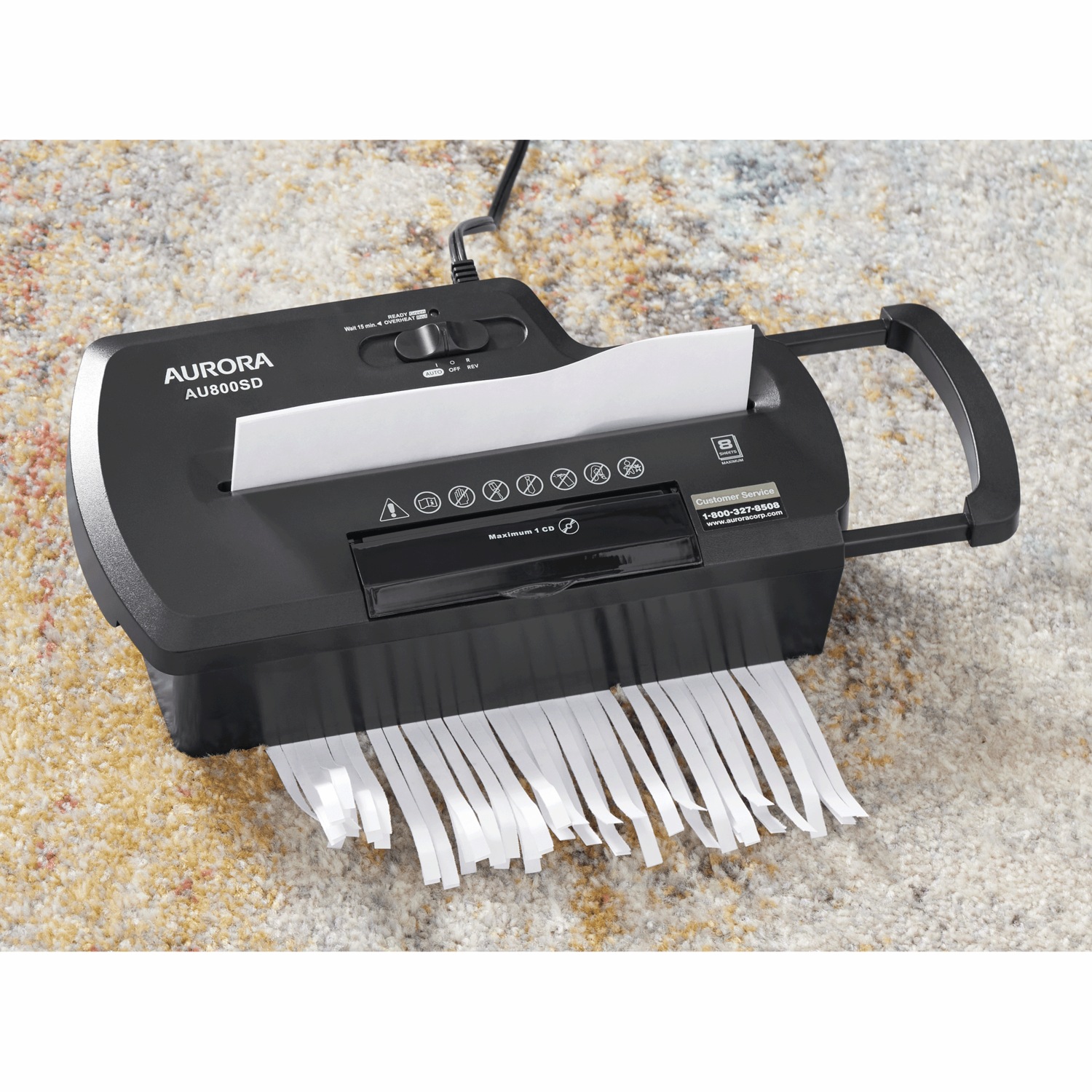 Aurora Mini 8-Sheet Paper Shredder without Basket | Seventh Avenue