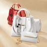 Cilia 3-Piece Faux-Leather Satchel, Crossbody & Clutch Purse Set with Adjustable Strap for Women, , large
