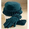 Ruffle-Trim Glove and Hat Set, Teal, large