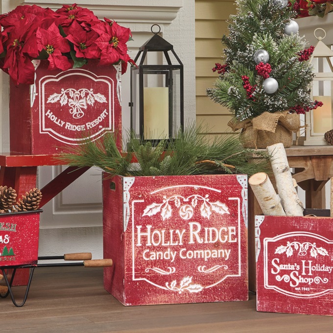 Set of 3 Engraved Vintage-Style Holiday Boxes, , large