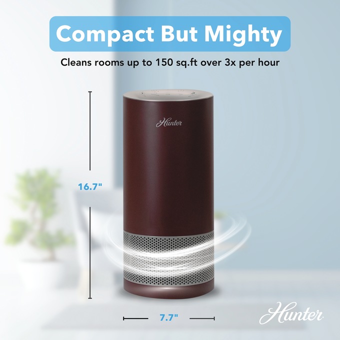 Hunter HP450 HEPA/UVC Tower Air Purifier, Bronze Silver, large