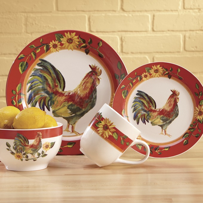16-Piece Sunrise Sunflower Dinnerware Set | Seventh Avenue