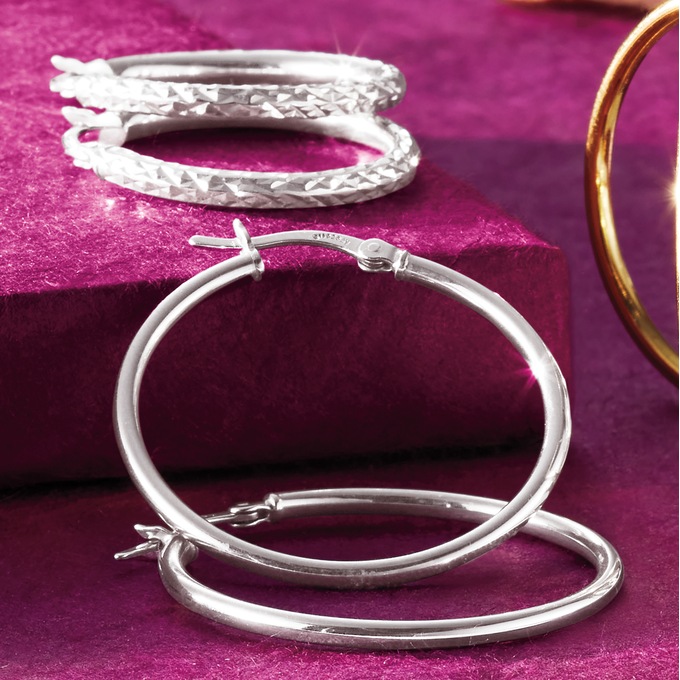 Sterling 2-Pair Hoop Set, Sterling Silver, large