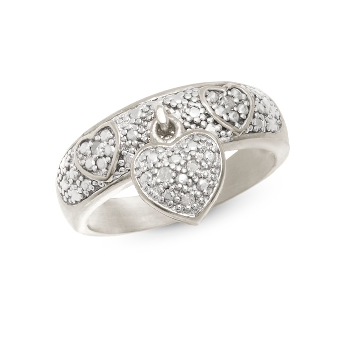 Diamond Heart Charm Ring, , large