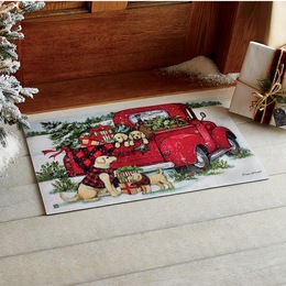 Puppies in Truck Mat Indoor/Outdoor Mat - 18&quot; X 30&quot;, , large