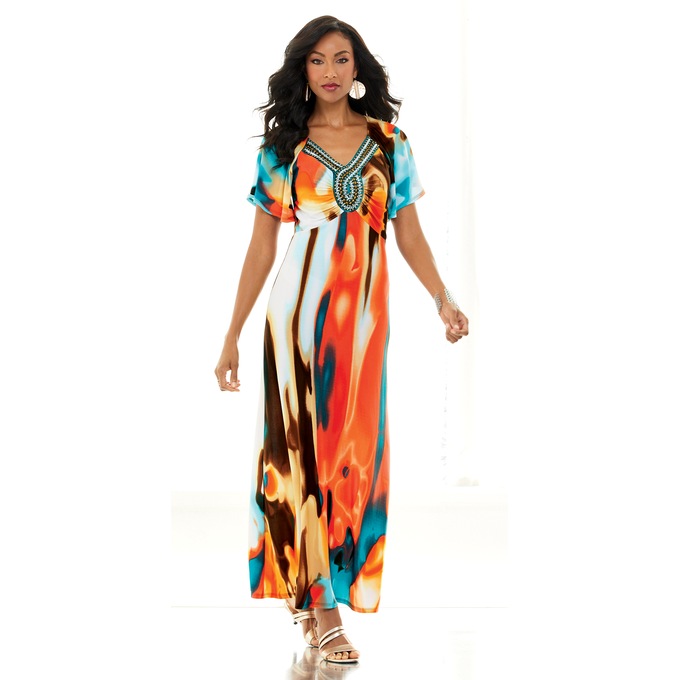 Southwest Beaded Maxi Dress, , large