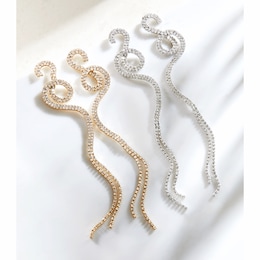 Shoulder-Length Crystal Swirl Earrings, , large