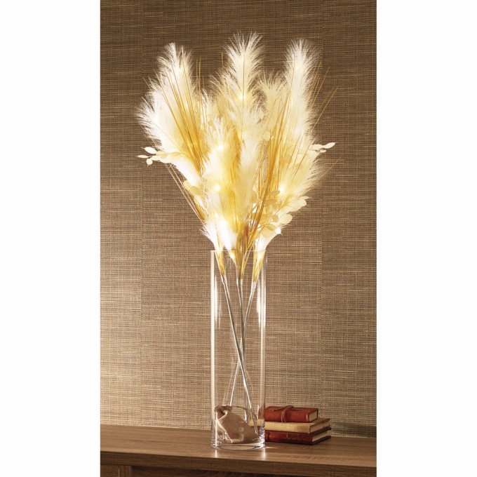 Set of 3 Lit Faux Pampas Grass, , large