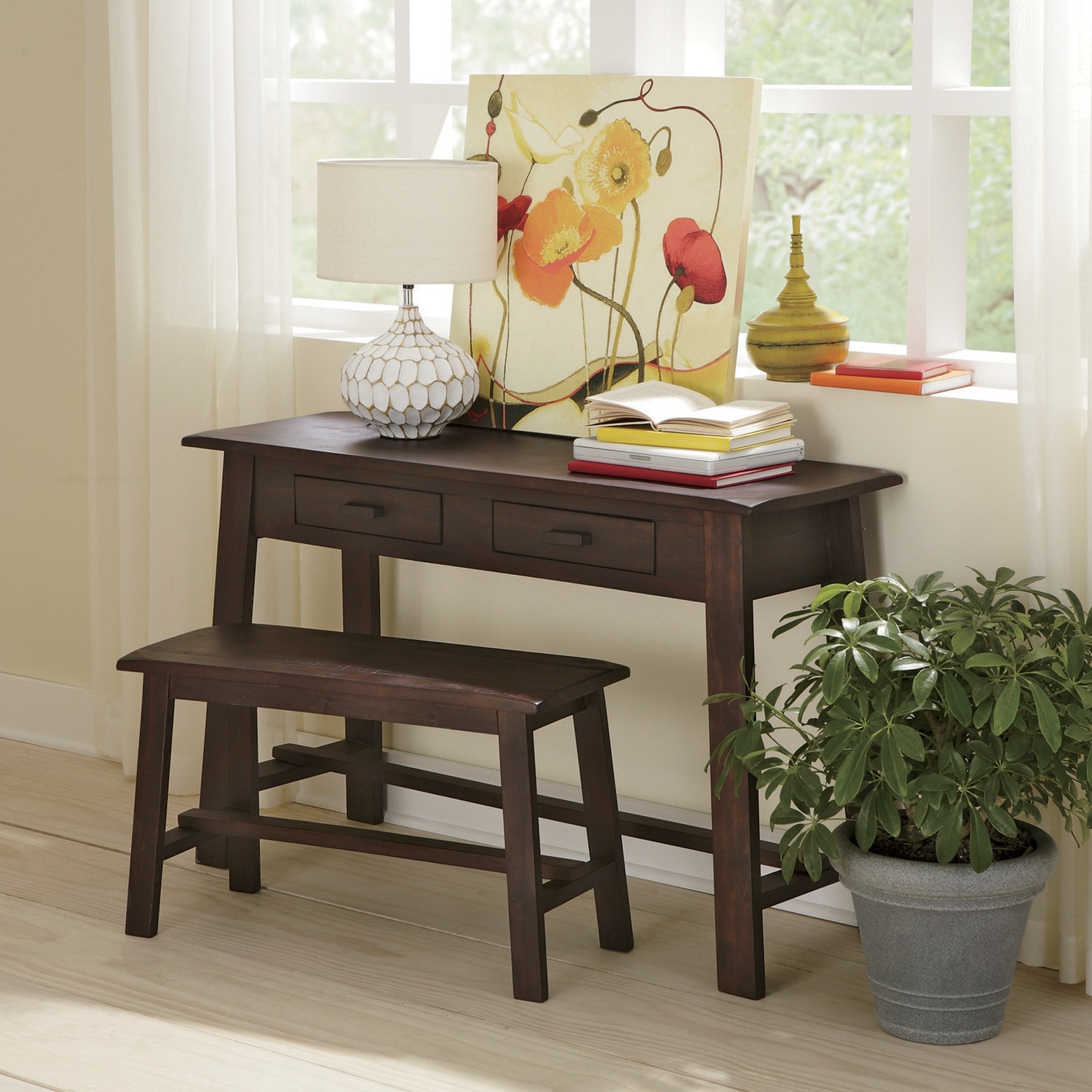 Rustic Desk and Bench Seventh Avenue