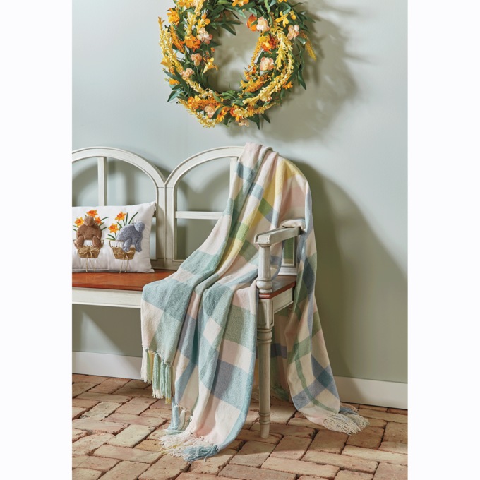 Oversized Plaid Chenille Throw, , large