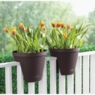 Set of 2 Basketweave Rail Planters, Brown, large