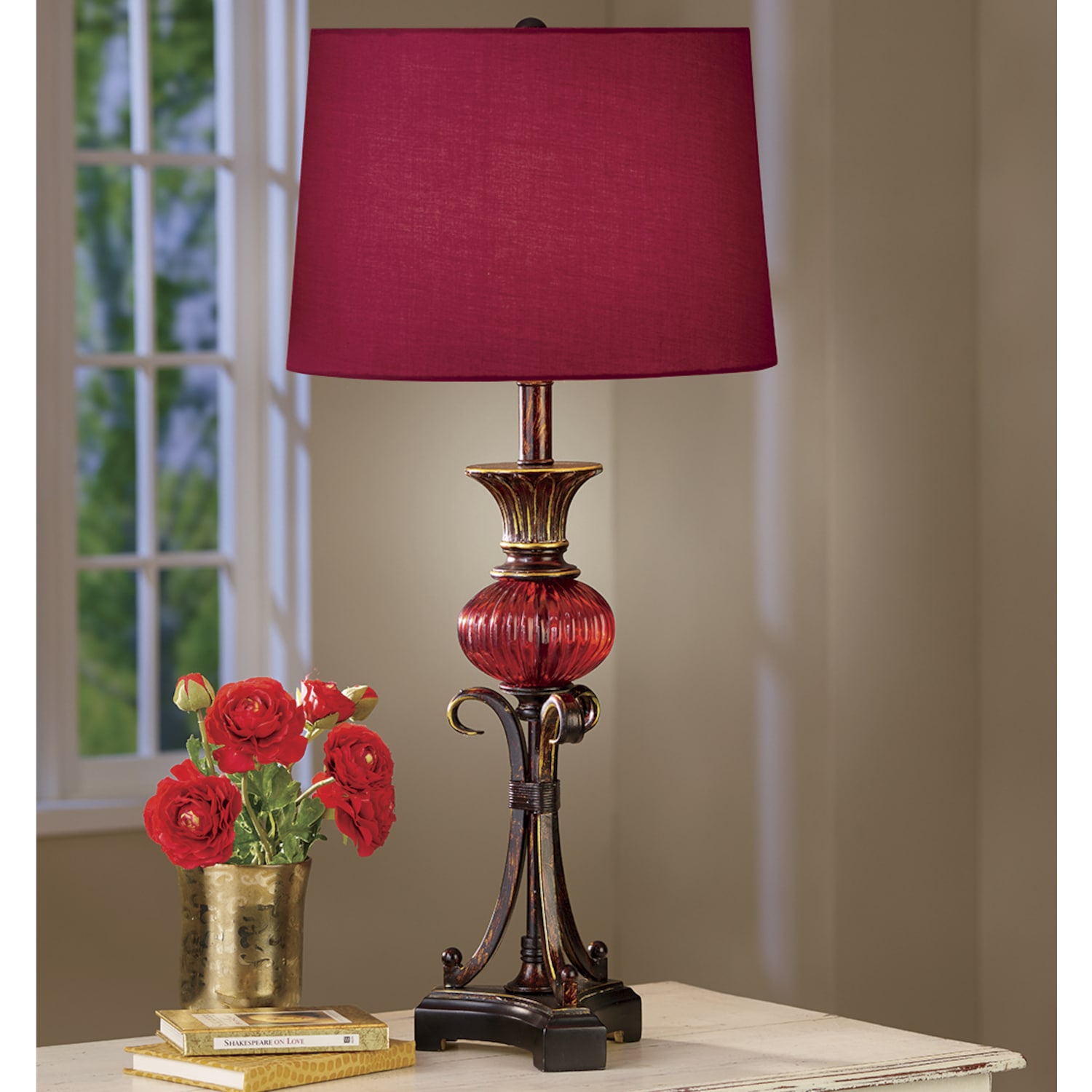Burgundy 3-Way Table Lamp | Seventh Avenue