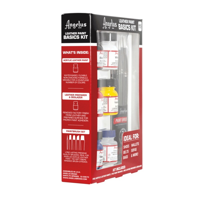 Angelus 11-Piece Acrylic Leather Paint Basics Kit, , large