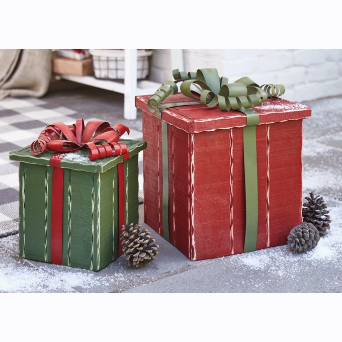 Set of 2 Chunky Wood Presents, , large