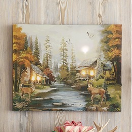 Lighted Cabins On The River Canvas, , large