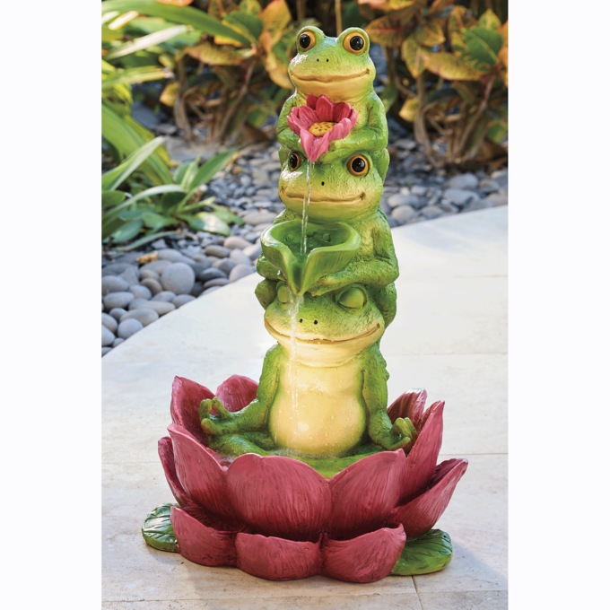 Serene Frog Fountain, Green, large
