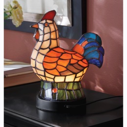 Stained Glass Rooster Figural Accent Lamp, , large