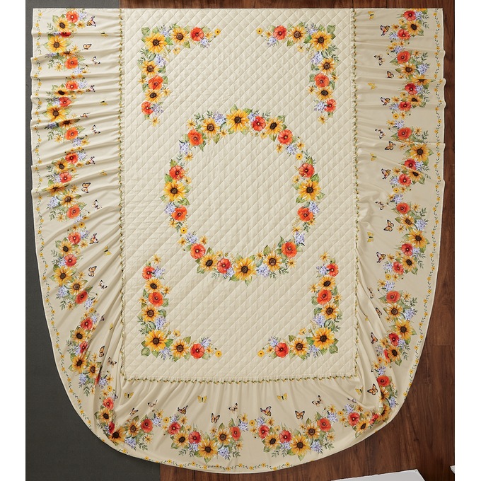 Harvest Floral Skirted Bedspread, , large