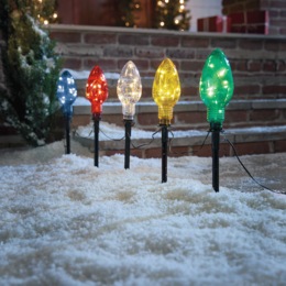 Set of 5 Christmas Light Bulb Stakes, , large