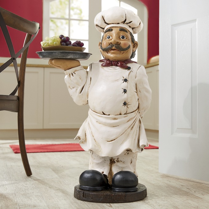 Chef Statue with Tray, , large