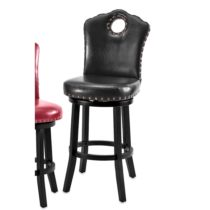 Faux-Leather Nailhead Dining Chair with Elegant Scalloped Back